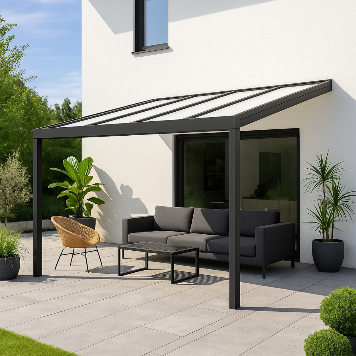 MB Line Aluminium Veranda Zwart met Polycarbonaat dak